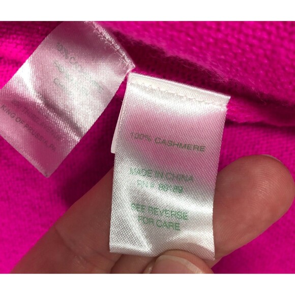 Lilly Pulitzer Sweater Womens Small Pink 100% Cashmere Wrap Fringe Button - Picture 7 of 7